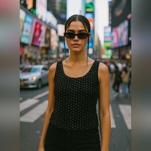 Vintage 90s Fully Fashioned 100% Wool Sequin Tank Size M Y2K